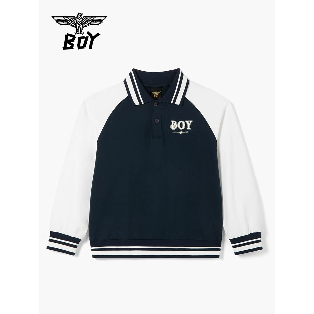 BOY JUNIOR童装 25儿童潮牌外套时尚百搭圆领套头卫衣男女童中大