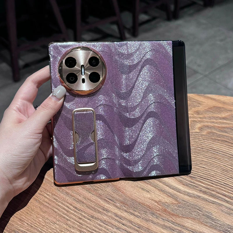 适用于华为matex6手机壳x5电镀金闪粉智能翻盖皮套x3腕带旋转支架