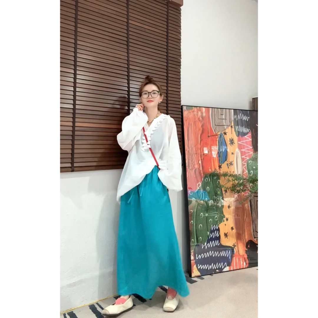 【Z.D.C】彩色的一条后开叉半身长裙/百搭宽松