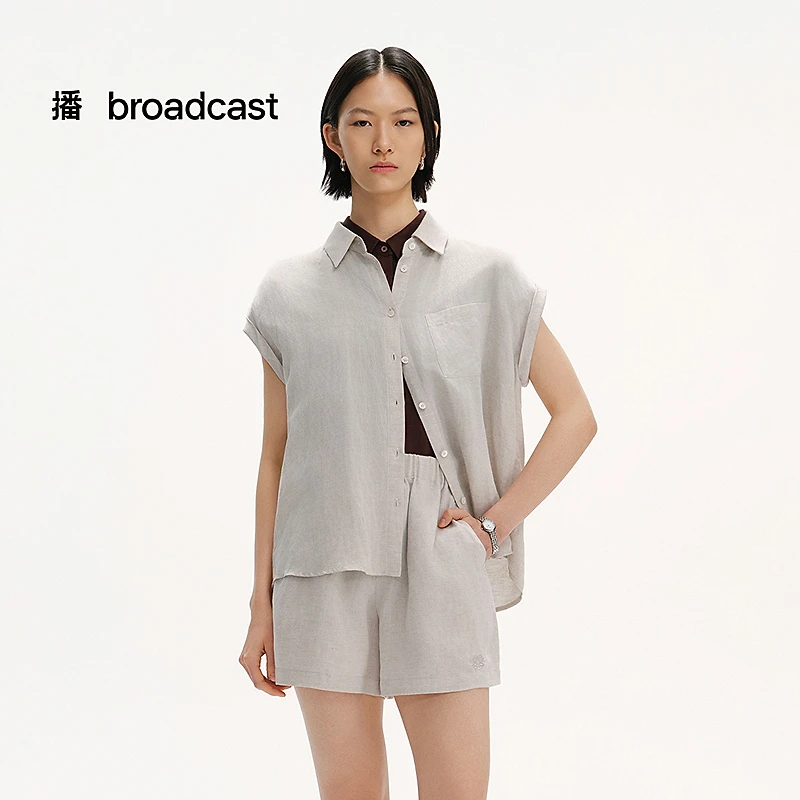 【商场同款】播倒梯H型宽肩廓形衬衫设计感纯色百搭BDS2CD2495