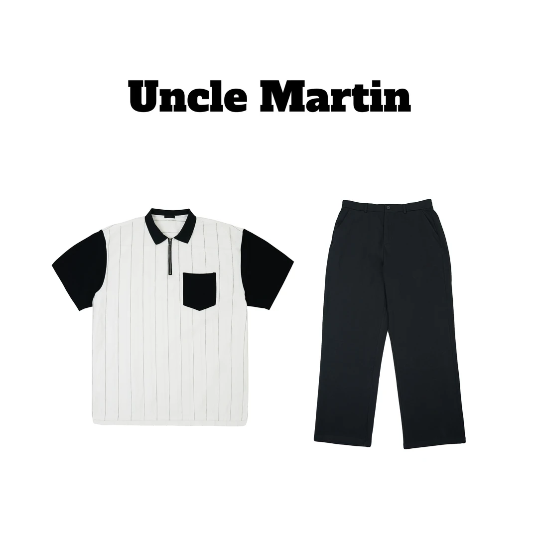 马丁叔叔 25夏季新款潮流时尚休闲舒适短袖长裤套装  313