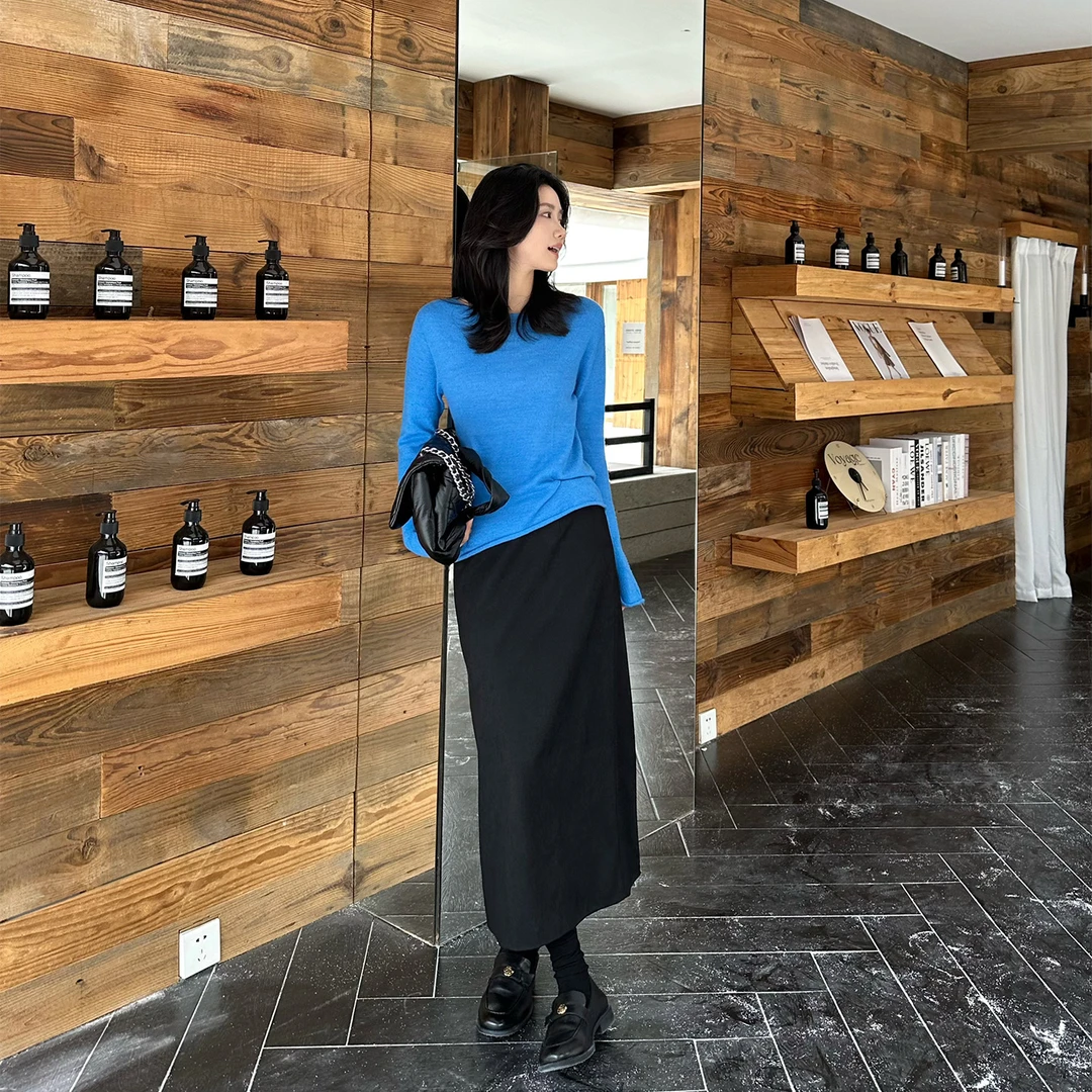 REALNEEI 许怡【克莱因系】秋冬马海毛+超细羊毛无缝显白毛针织衫女