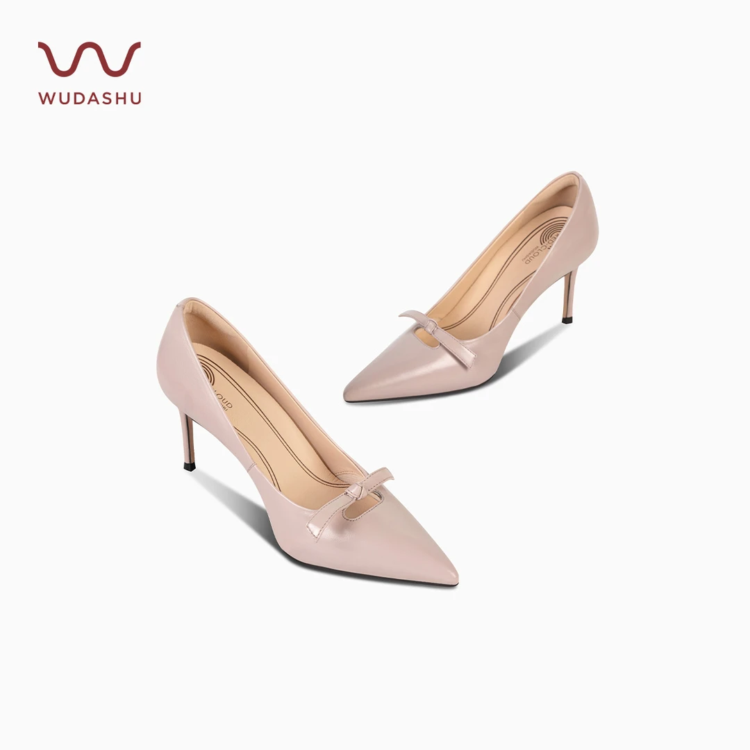 吴大叔红云鞋蝴蝶结尖头浅口细跟设计感小众气质高跟单鞋Z153C