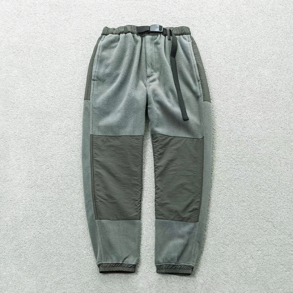 情侣秋冬拼接摇粒绒时尚户外束脚卫裤 D04