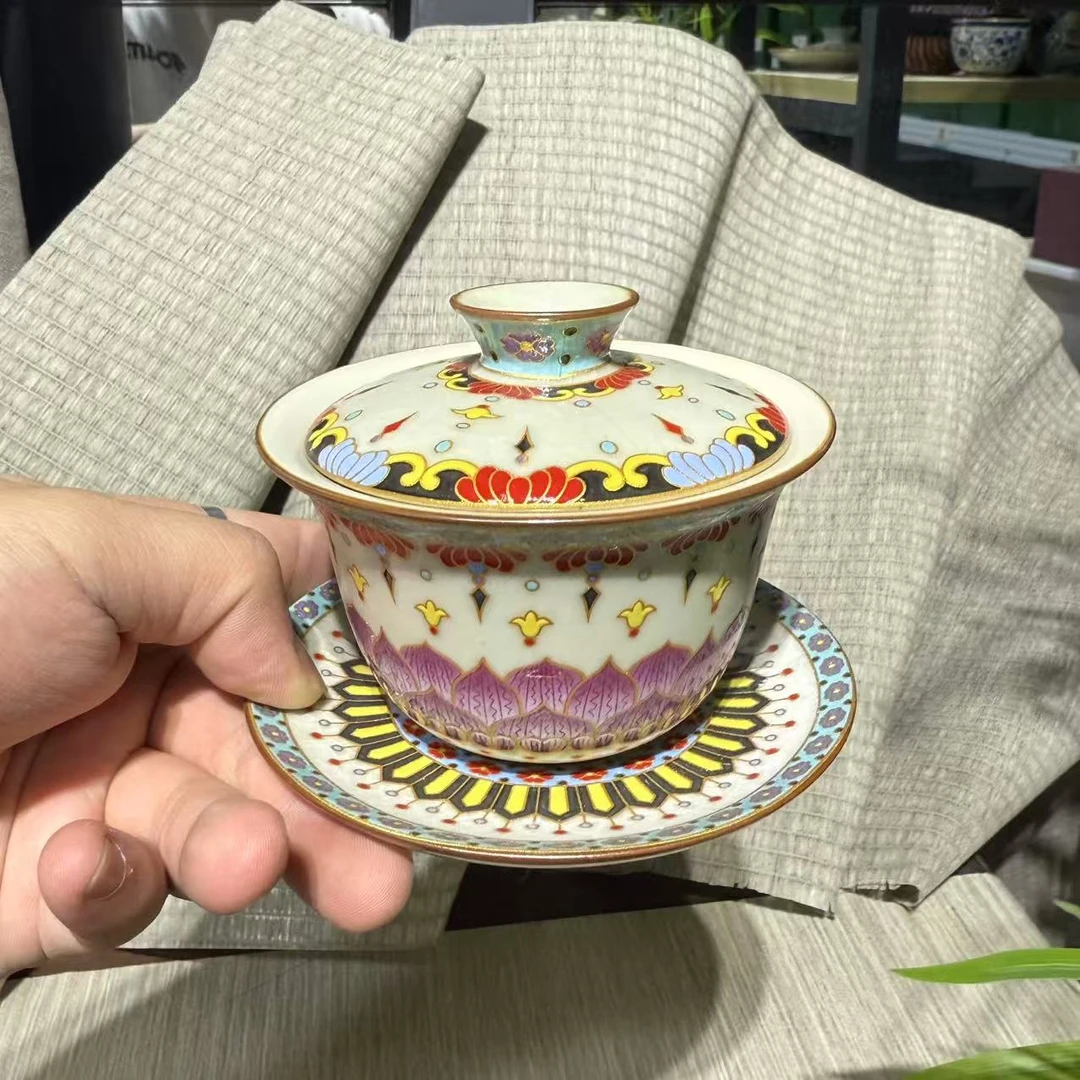 【中国邮政专属链接】荷花三才盖碗1880