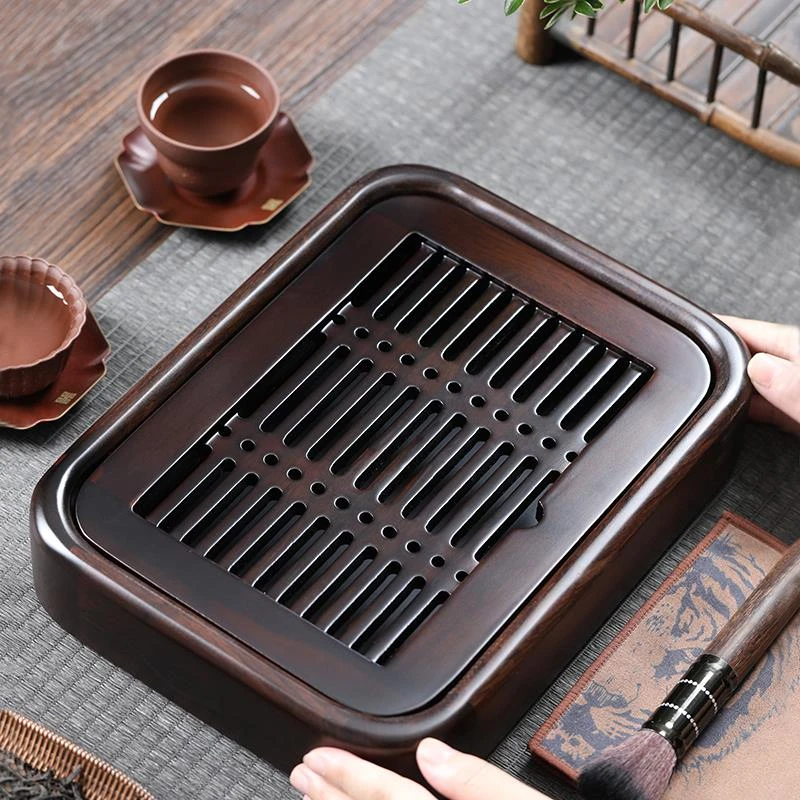 FAVMARTHA黑檀小茶盘家用蓄水实木盘茶托盘沥水简约小茶台功夫茶