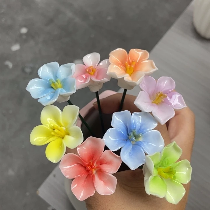 陶瓷手工制作陶瓷花8朵樱花