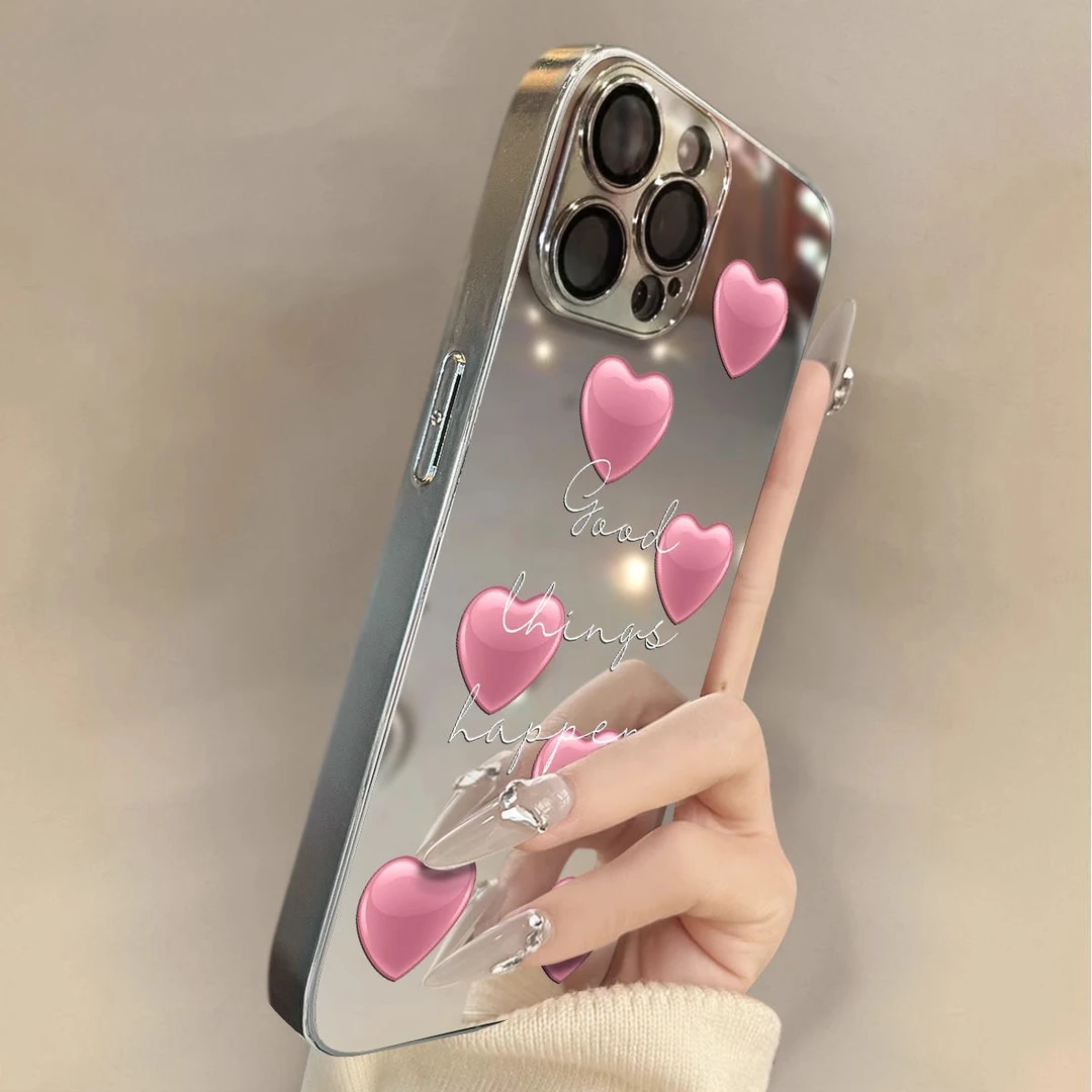 液态金属粉红爱心适用苹果16手机壳iphone15华为oppo小米vivo防摔