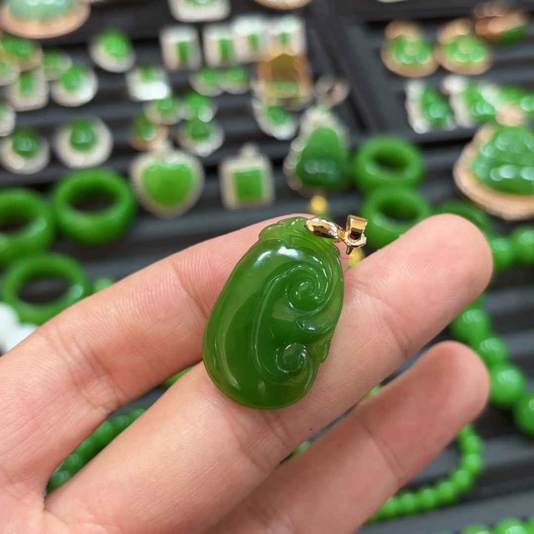 和田玉如意银S925镶嵌J*～