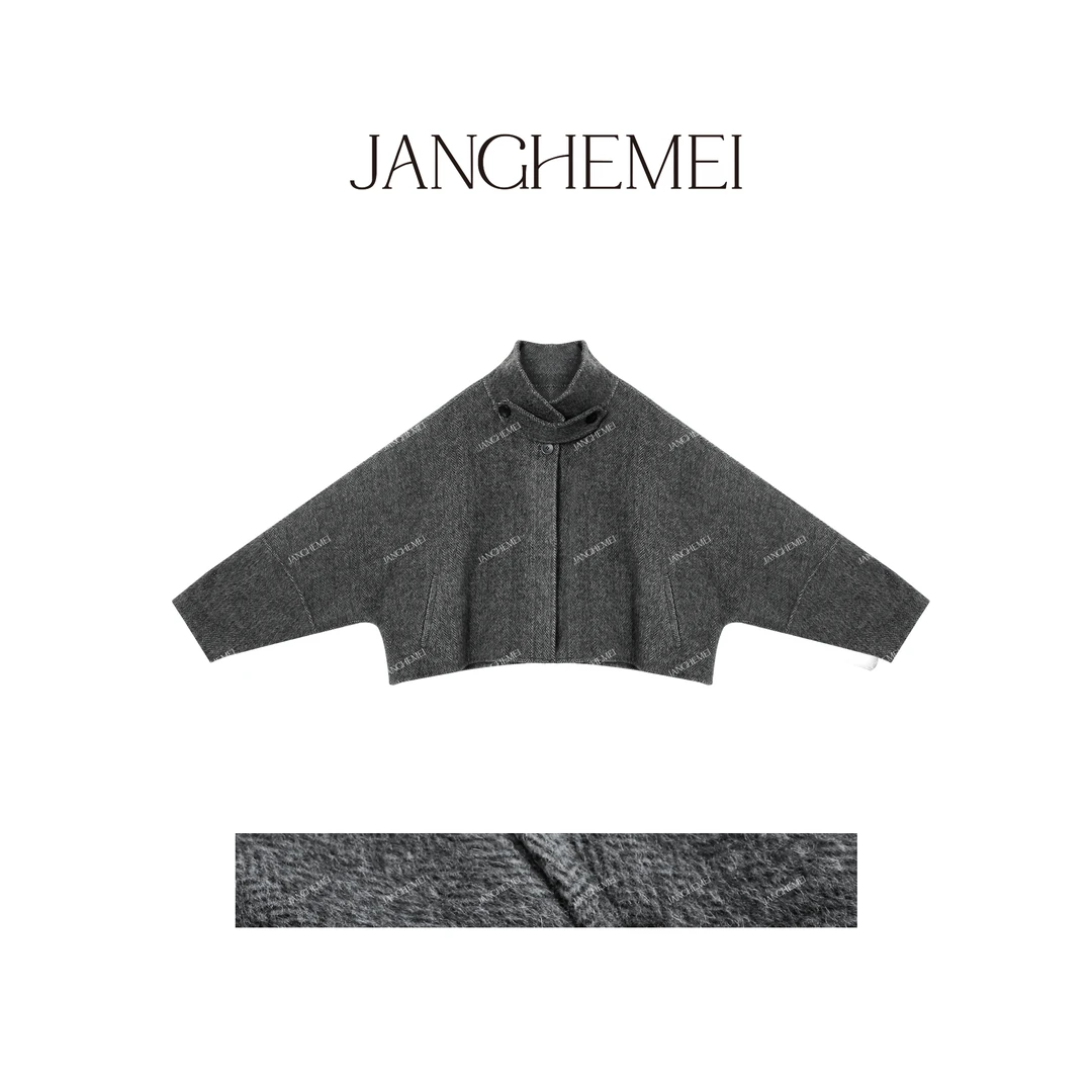 JANGHEMEI【赫兹】绵羊毛羊驼毛蝙蝠袖双面毛呢外套 N25763M43