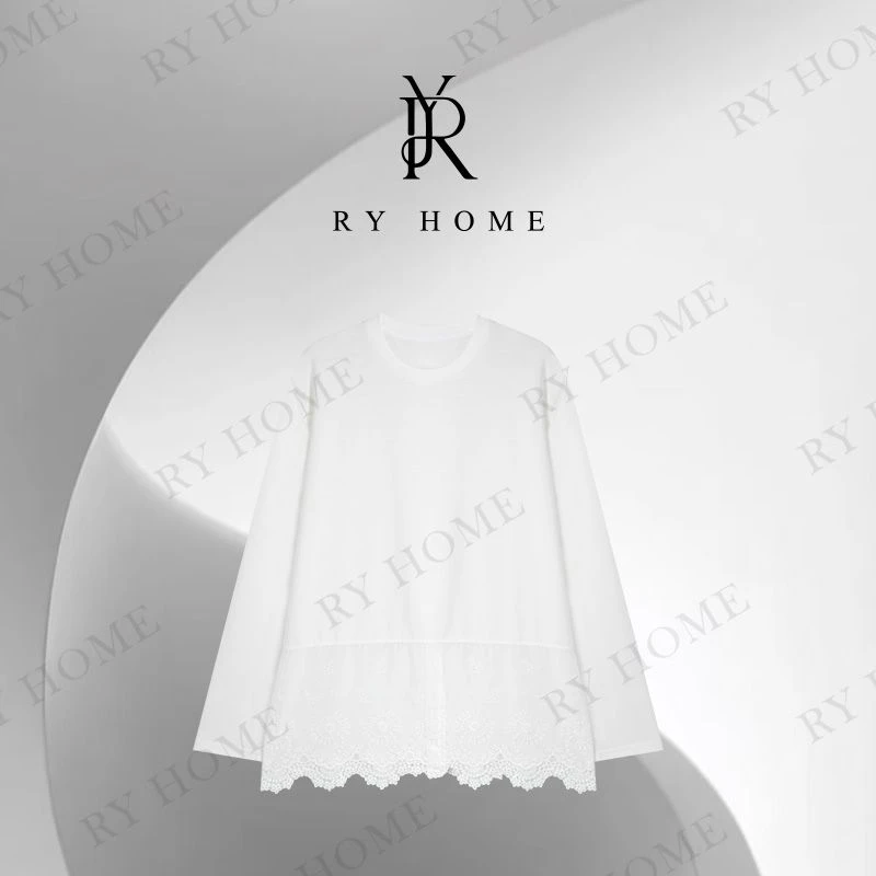 【容雨RYHOME】新款设计感蕾丝拼接上衣253T2182