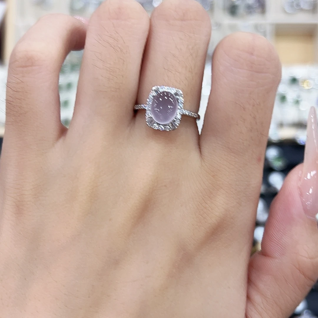 岫玉银S925镶嵌戒指