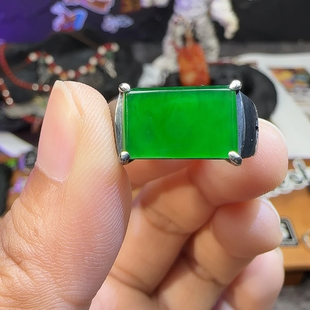 野***动翡翠银S925镶嵌戒指