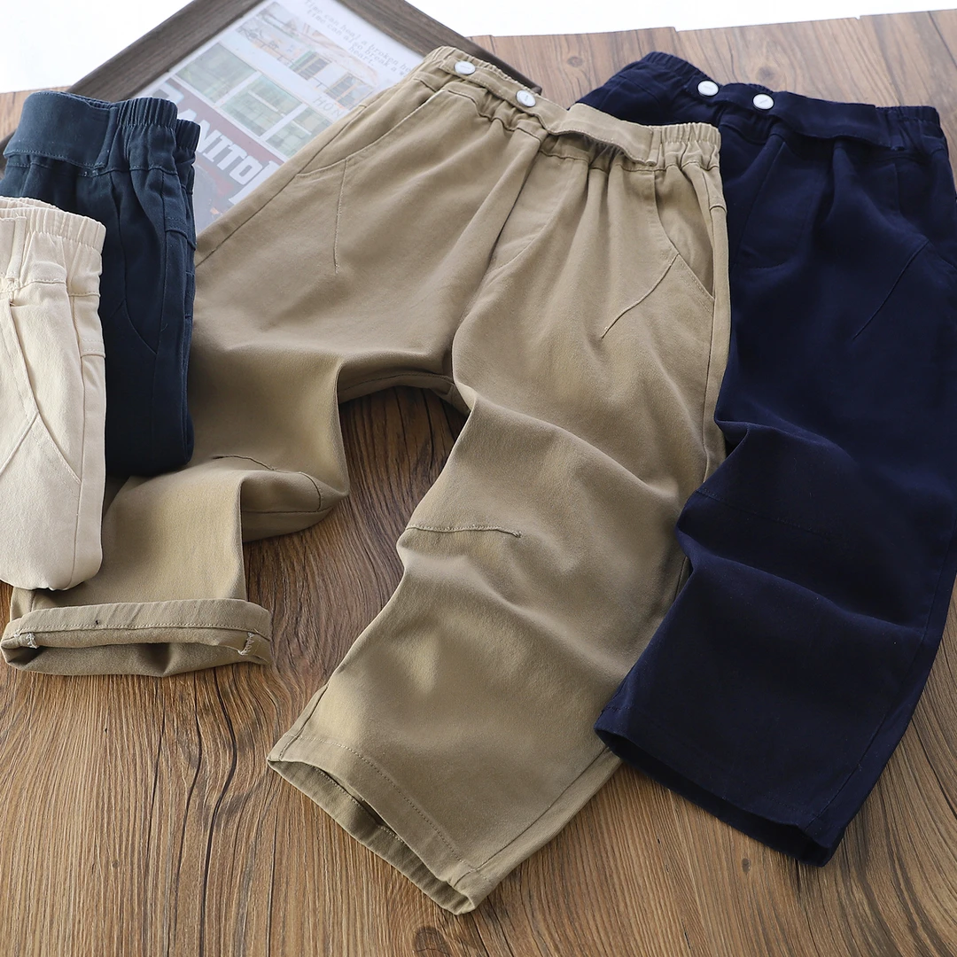 男童儿童2025秋季新款水洗棉休闲裤弹力中大童简约长裤百搭裤子潮