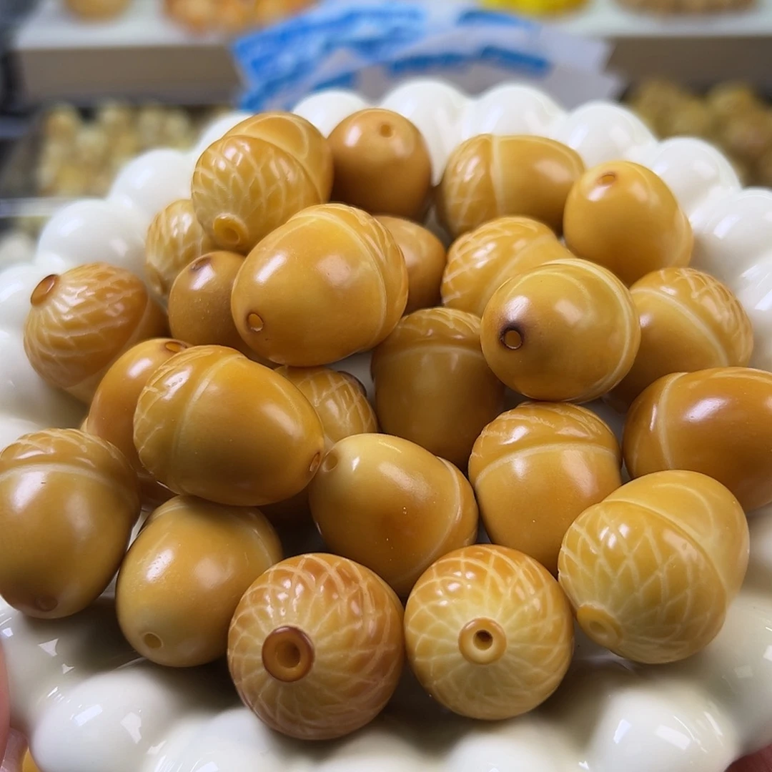 菩提根/象牙果手串微瑕炭烤松果2颗