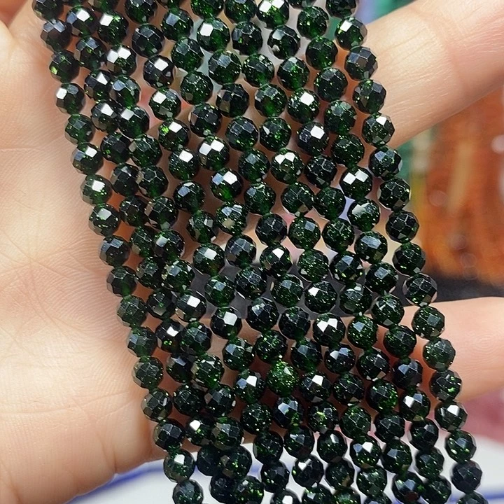 玛瑙/玉髓未镶嵌珠宝半成品绿沙切面卡3.9mm（2条）