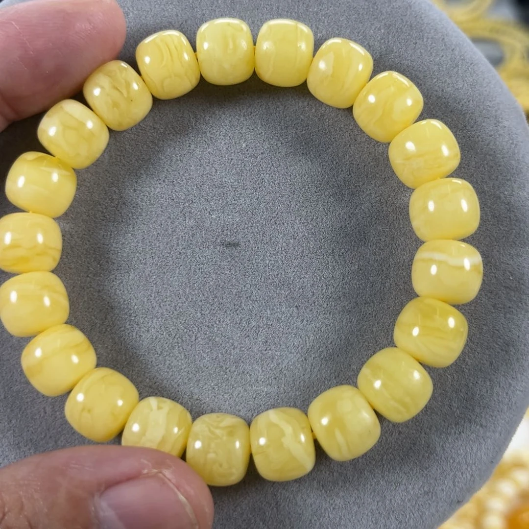 蜜蜡手串未镶嵌Z*纯天然俄料白花虎皮