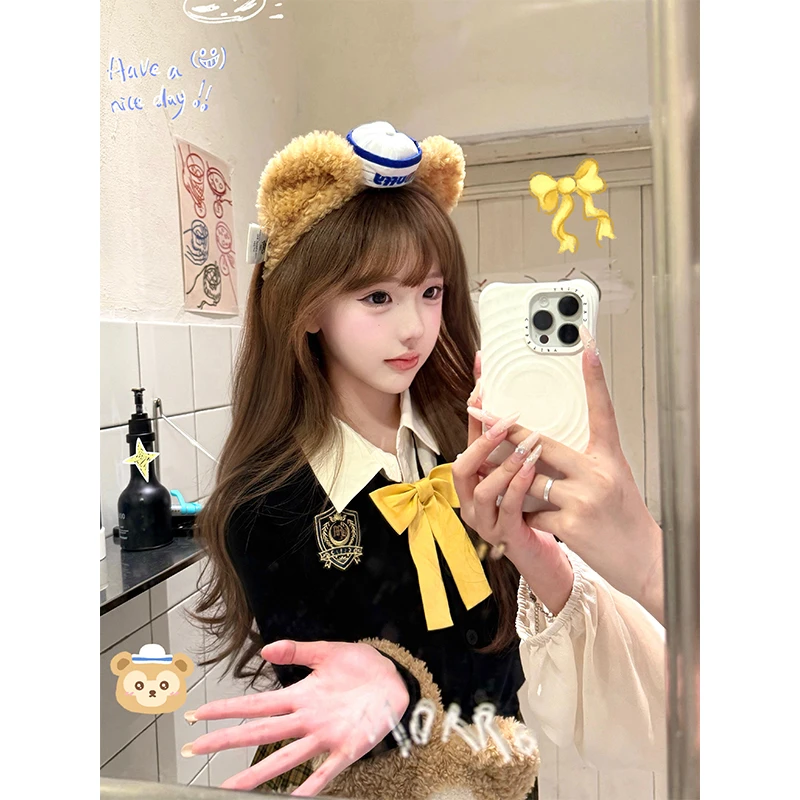 原创爆款JK正版制服学院衬衫秋冬日系毛衣向日葵格裙长袖套装女