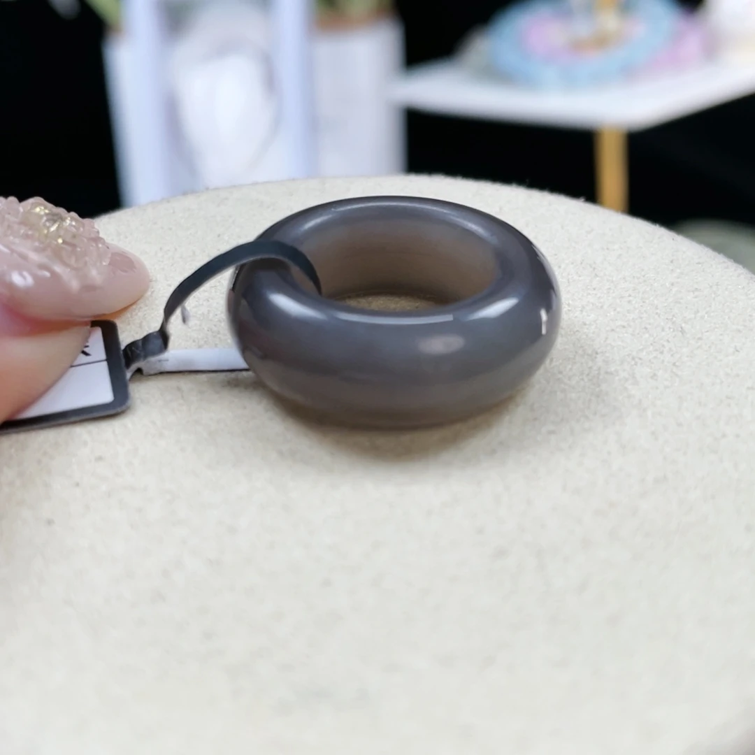 和田玉未镶嵌戒指P5烟紫轮胎15.3