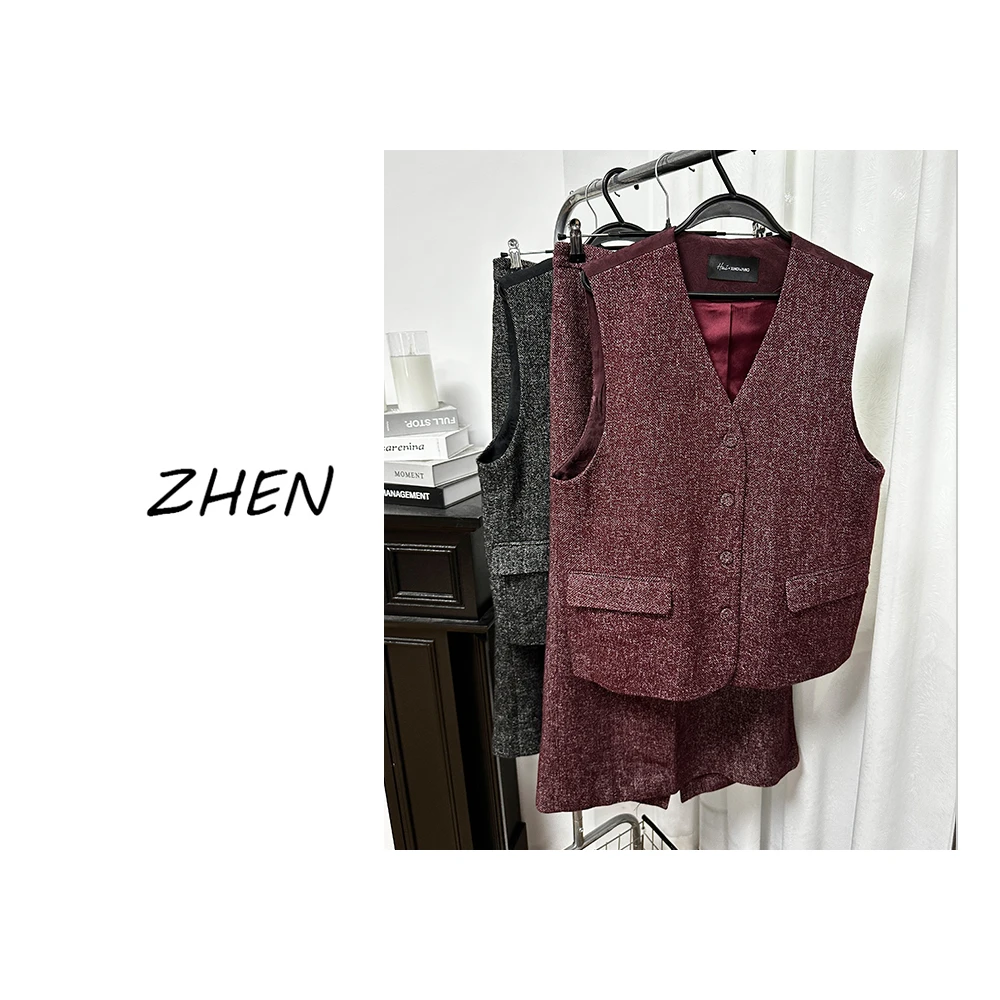 【ZHEN】K1027 2025新款时尚气质修身显瘦小众设计师款时尚套装女