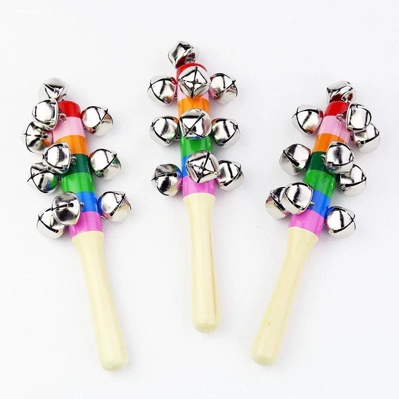 宝宝婴儿哗啦棒早教玩具彩色串铃手摇铃铛棒铃幼儿园打击乐器