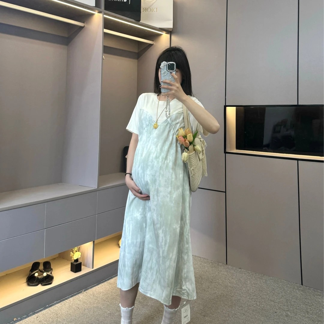 【清！】孕妇夏装新款连衣裙夏季假两件高级感穿搭裙子外穿