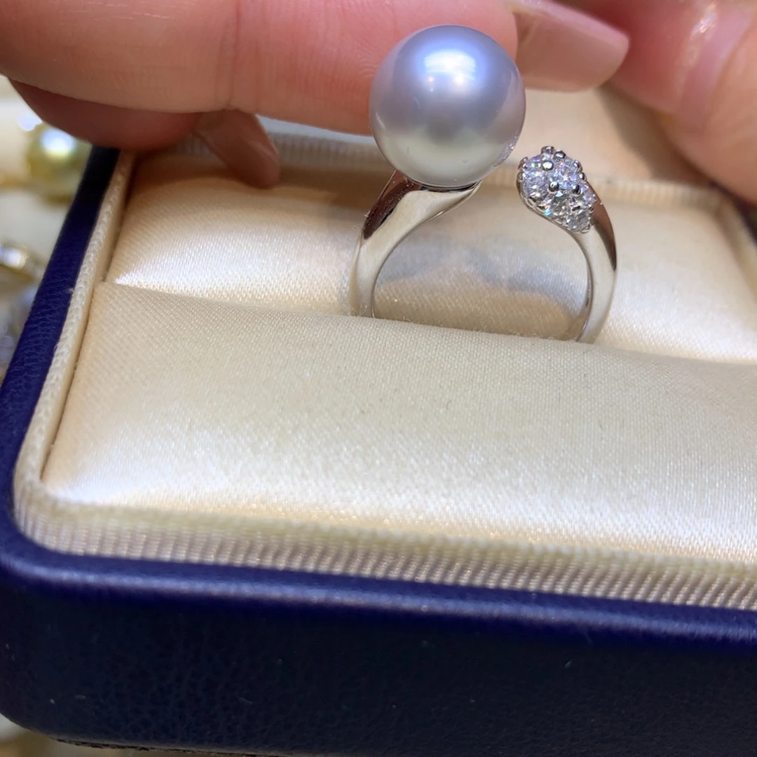 银S925镶嵌戒指海水珍珠