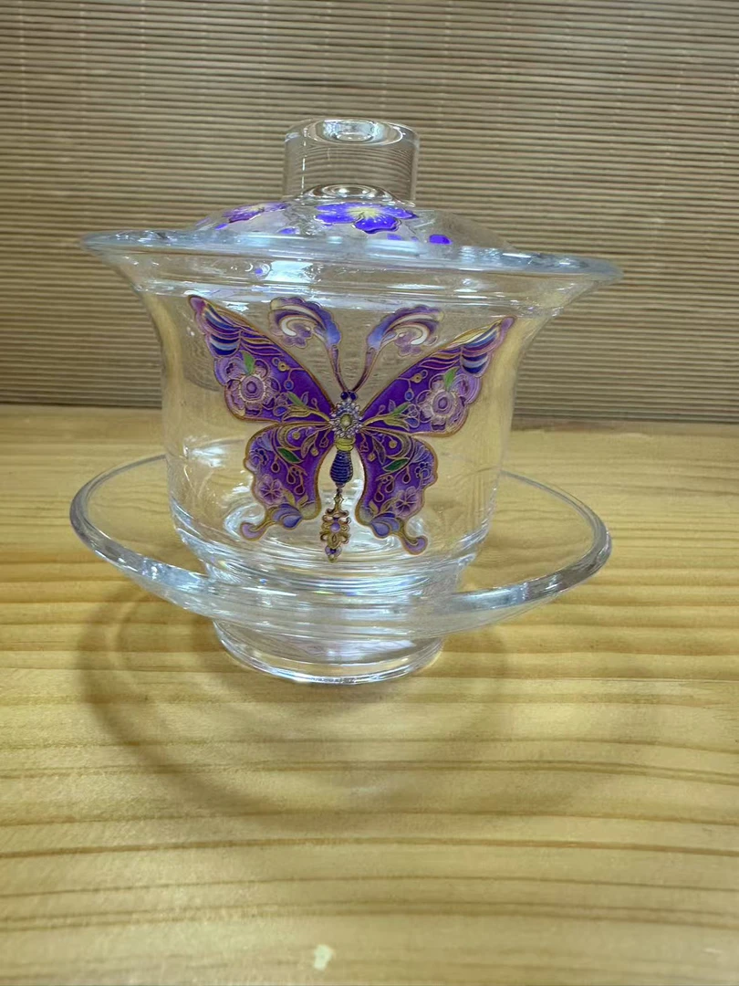 琉璃蝴蝶变色三才盖碗YY5144