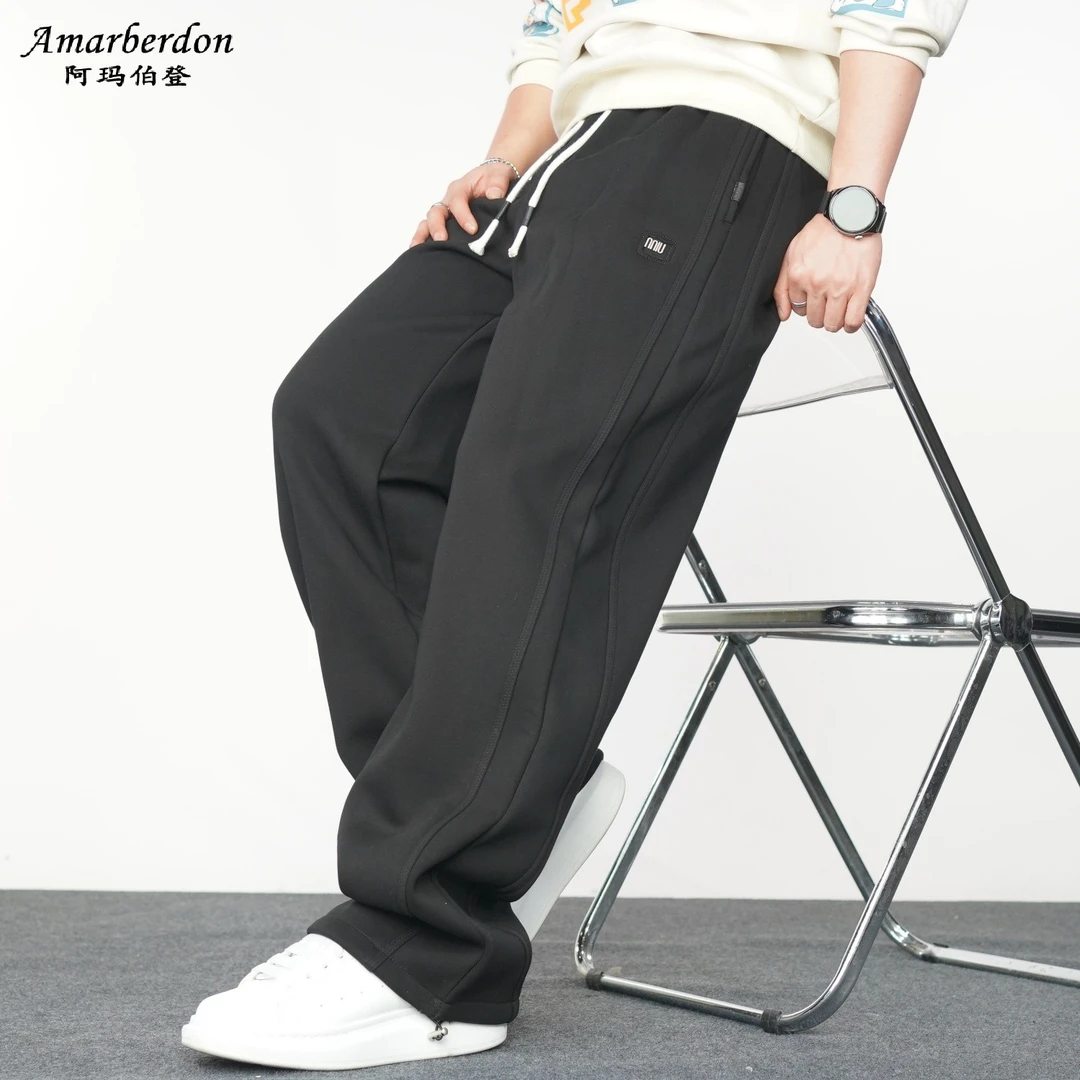 Amarberdon/阿玛伯登冬季加绒保暖休闲裤户外运动卫裤男宽松百搭