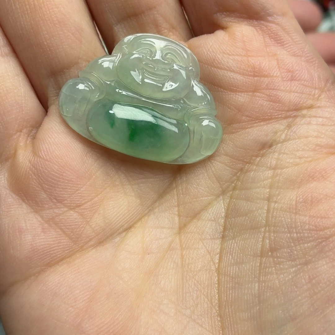 翡翠未镶嵌颈饰绿肚佛