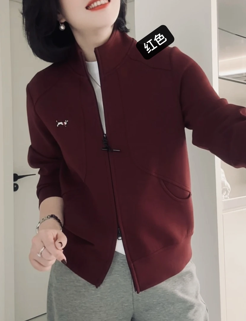 安潮秀A 2298 复古立领外衣显瘦拉链外套