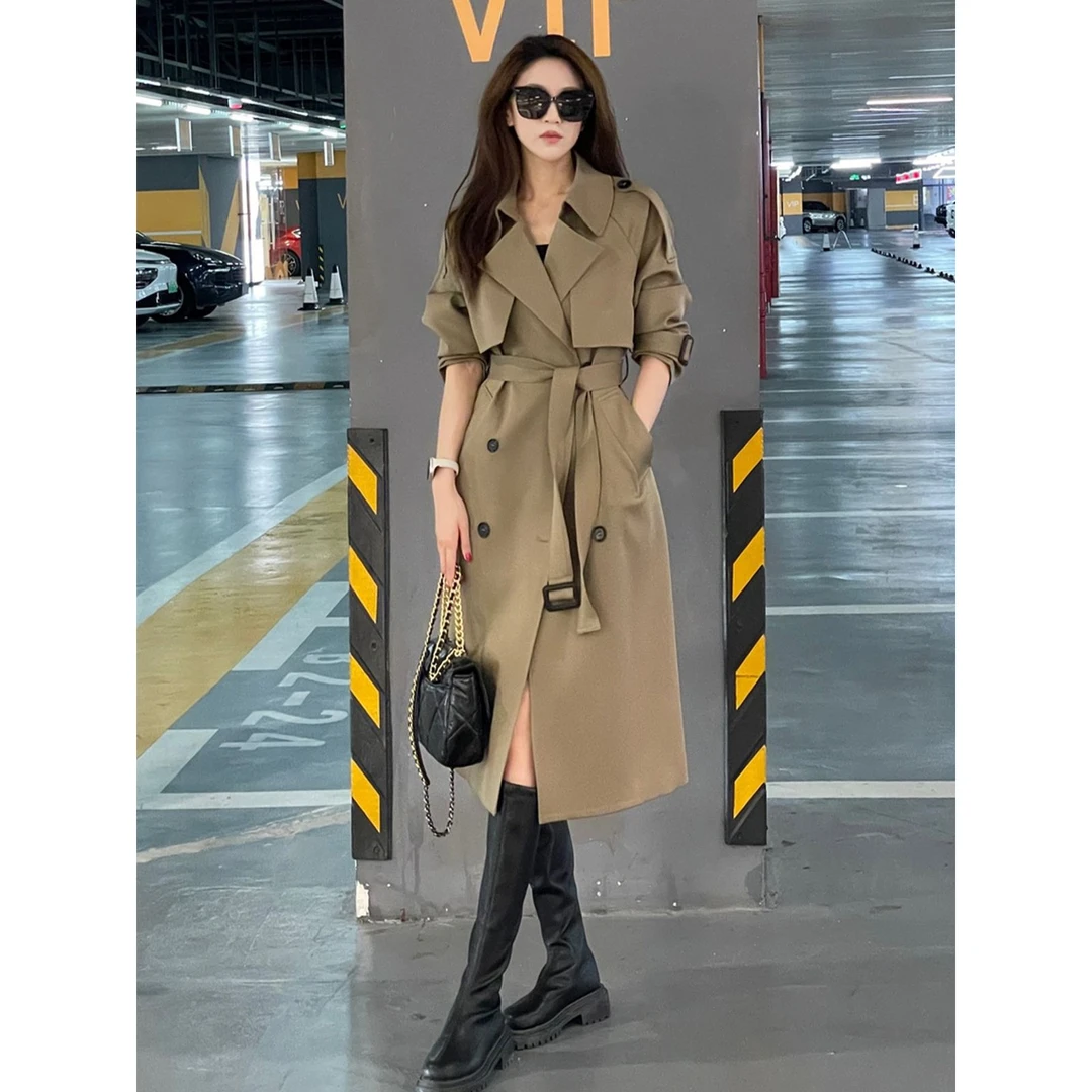 *风衣女2024秋季新款韩系小个子中长款大衣气质英伦风高级感外套