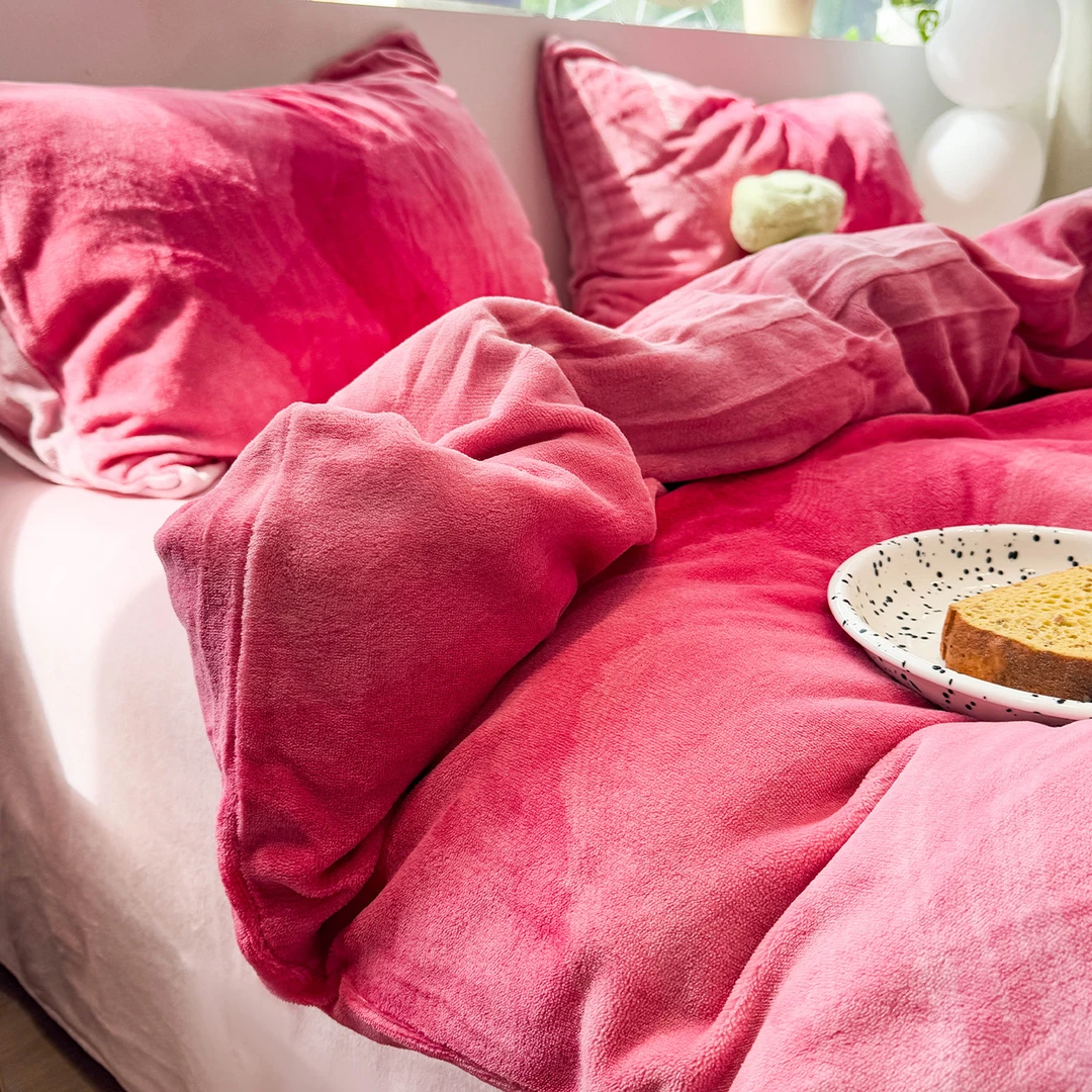 【朵罗塔】A类秋冬保暖牛奶绒四件套双面绒渐变粉2025被套床单床笠