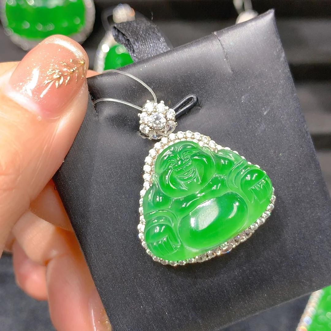 翡翠吊坠(赠链)银S925镶嵌0008