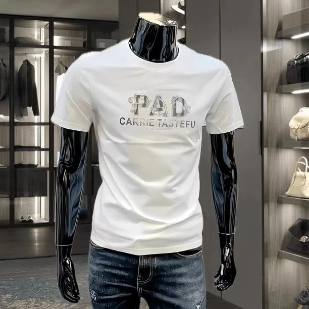 广州高档男士时尚夏季修身百搭高级短袖T恤优质轻奢休闲简约上衣