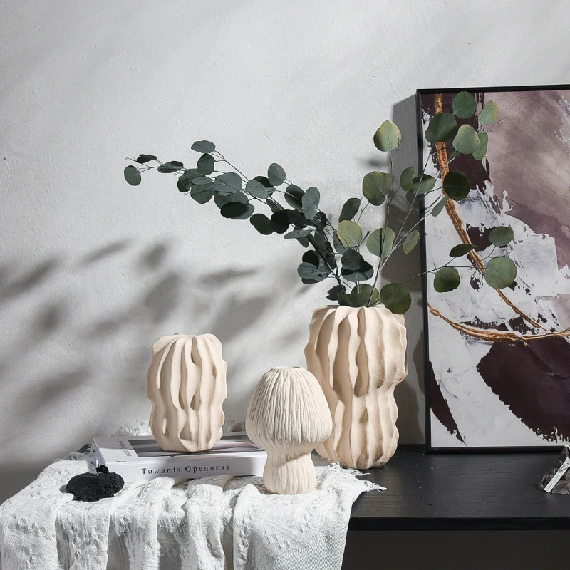 陶瓷花瓶侘寂风软装饰品风样板房摆件干花插花花器家居装饰