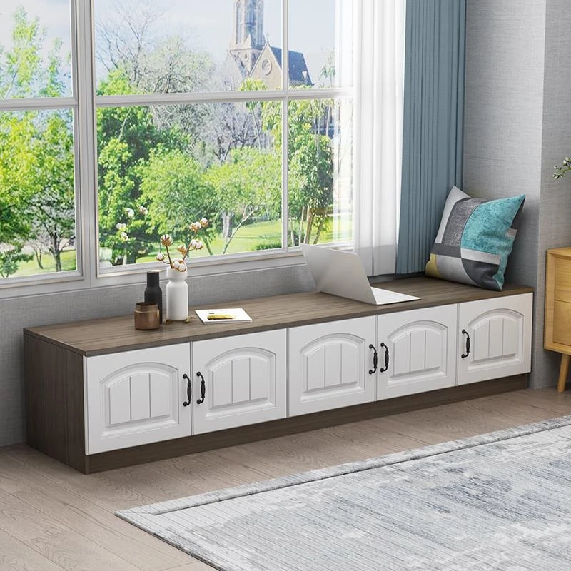 实木家用可坐地柜矮柜卧室置物收纳飘窗柜窗台落地矮柜子定制炕柜