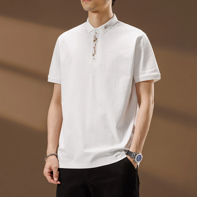 高端设计感刺绣POLO衫男士2025新款超薄透气宽松短袖上衣夏季薄款