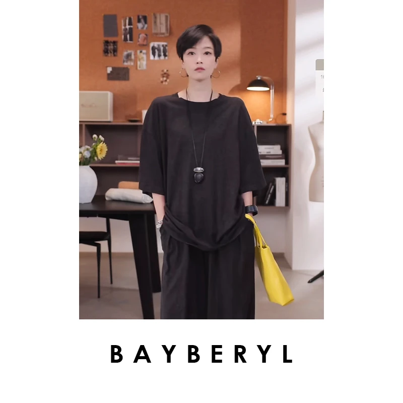 CC07-BAYBERYL老贝遛弯套*T恤花灰松弛柔滑圆领宽松短袖NT5E2022