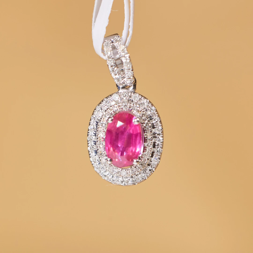 【歪歪】*红宝石吊坠*18K镶嵌U9660