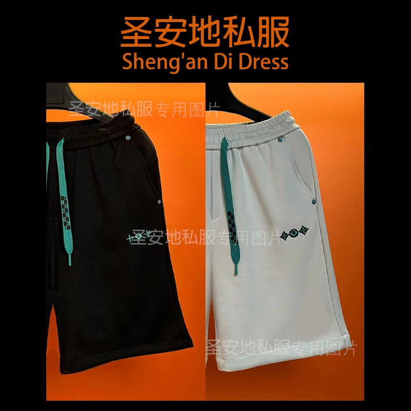 高货轻奢2025年夏季新款透气绿石刺绣百搭宽松五分短裤男休闲裤子