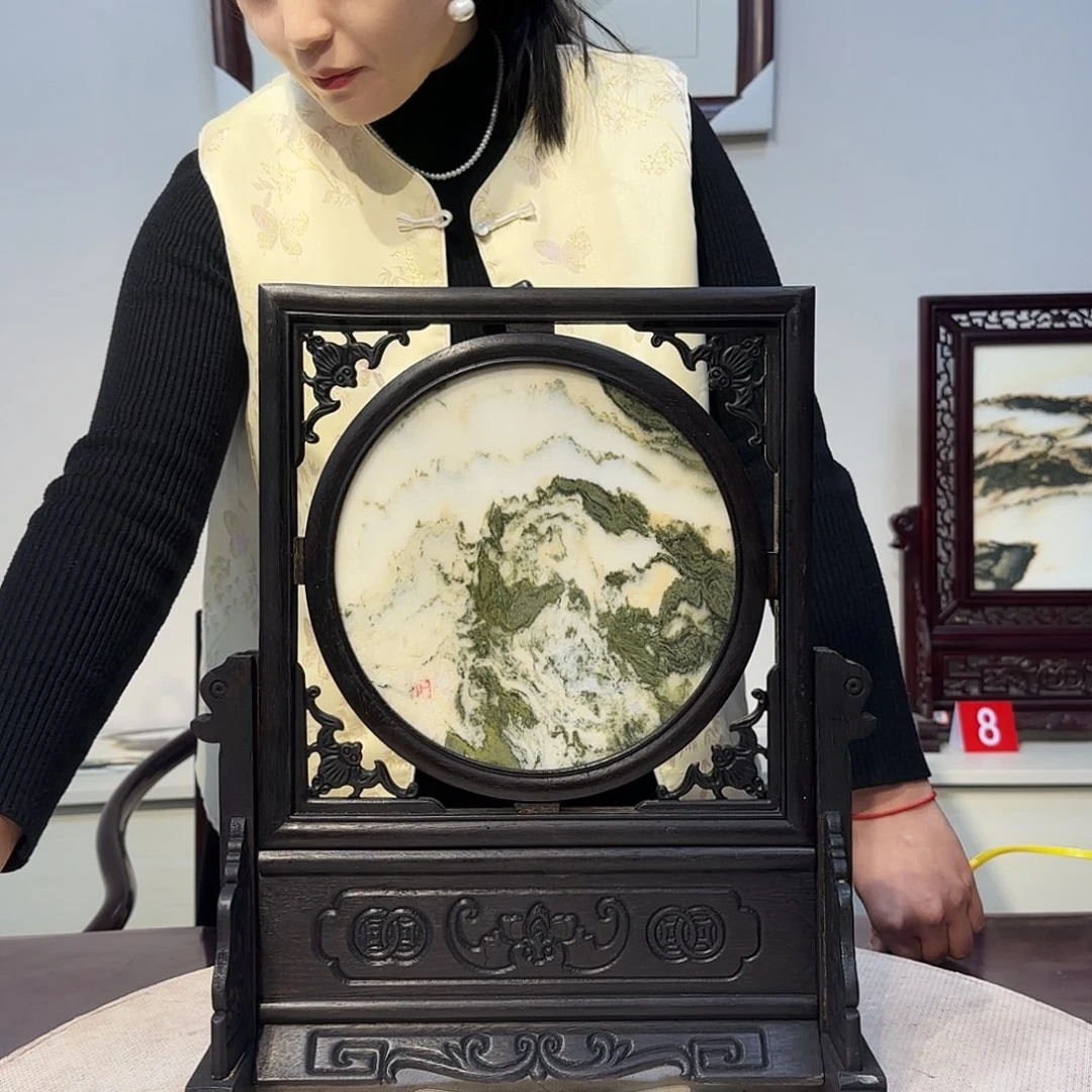 石材天然大理石画屏风32×38