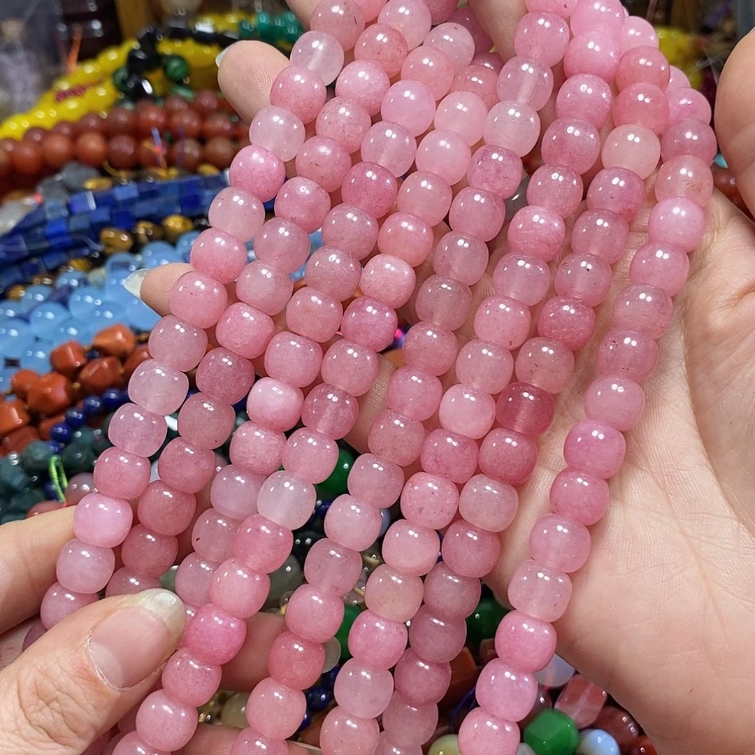 玛瑙/玉髓未镶嵌珠宝半成品桃花玉老型一条卡10mm