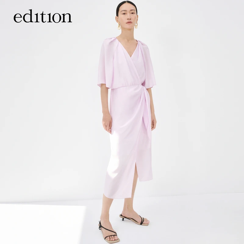 【赵老板专属】edition连衣裙绑结收腰V领桑蚕丝长裙#EBC2DRST09