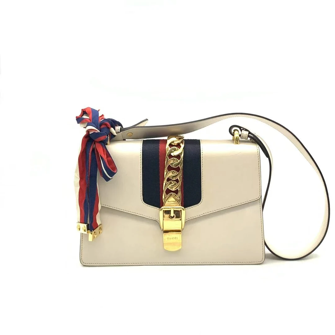95新 GUCCI/古驰 【安则专属】白色中号塞尔维亚包