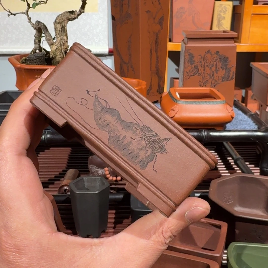 兰***草花盆紫砂原矿紫泥