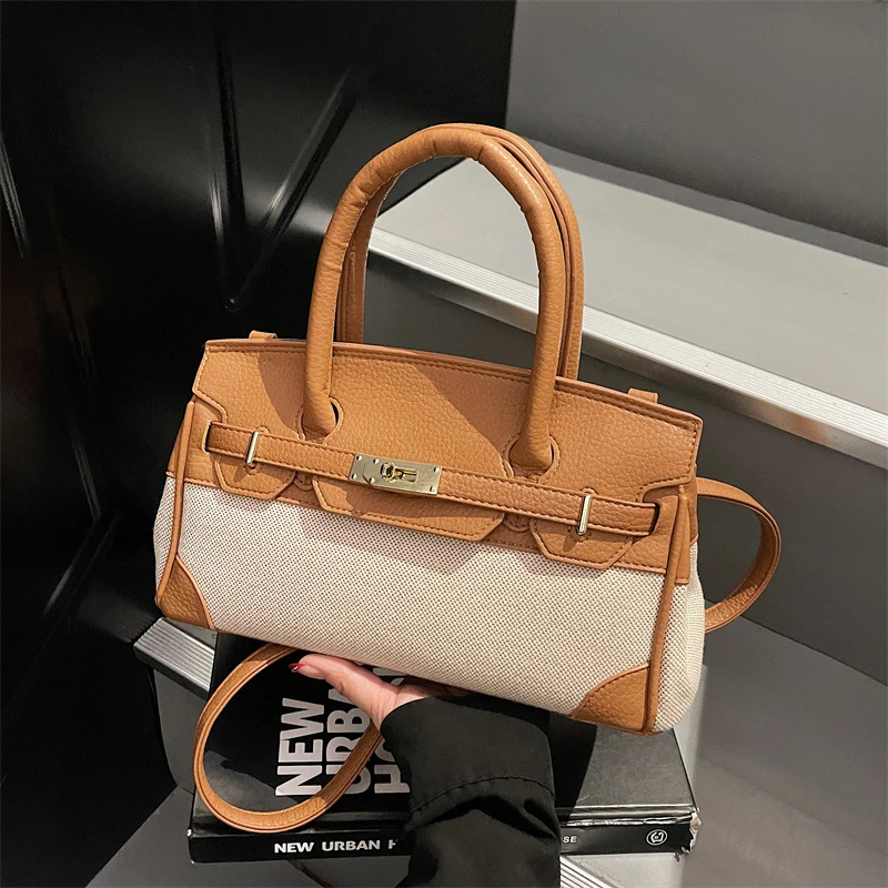 潮流简约2025新款休闲个性经典印花棕色百搭时尚2025年女生包包