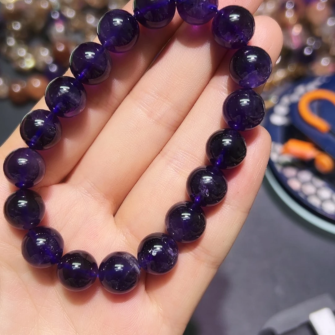 未镶嵌手链水晶紫水11毫米8号