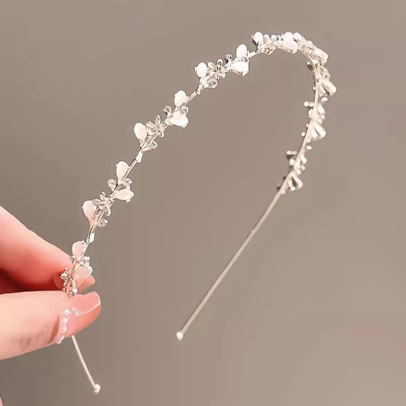 森系栀子花金属发箍女夏高级感发饰超仙百搭发卡洗脸新款细头箍