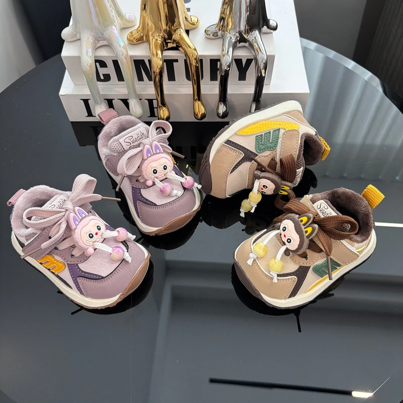 防滑软底时尚车缝线学步鞋小童魔术贴卡通动漫保暖二棉婴幼儿